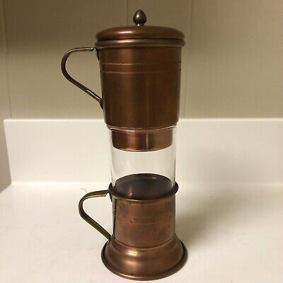 Old Copper Kitchen Coffee & Brass Handle Pot with Cup Turkish Style