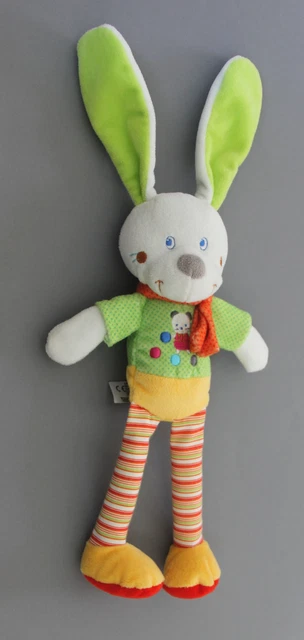 Doudou Lapin Vert Orange .... Mots D'enfants  État Neuf