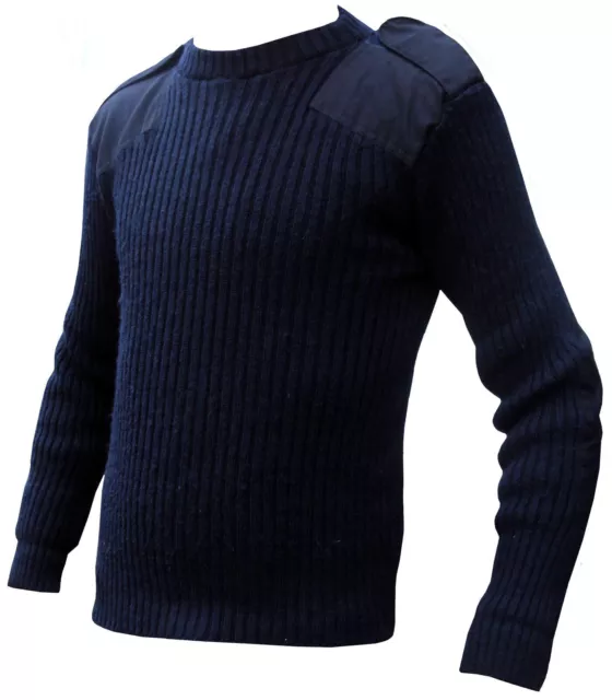 Dark Blue Round Neck Knitted Jumper Wool Mix Genuine British Army ROYAL NAVY