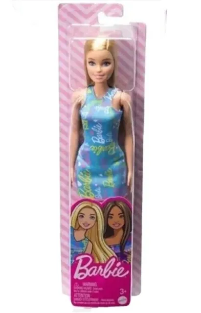 Giocattolo Bambola Barbie con Vestito Celeste e Scarpe Mattel