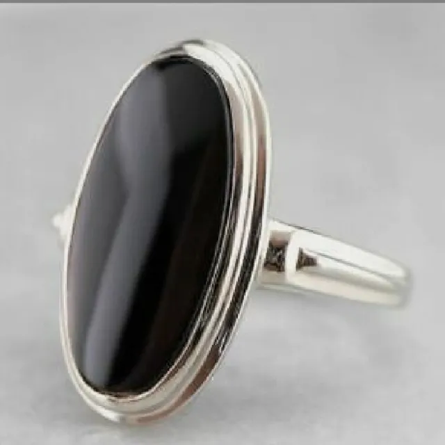 Black Onyx Gemstone 925 Sterling Silver Handmade Ring Jewelry All Size AM-937