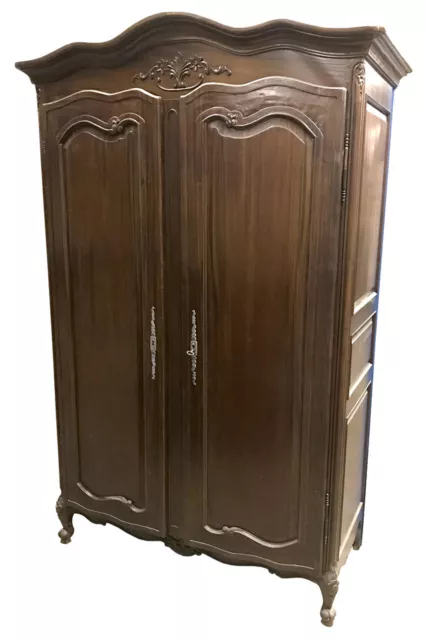 Solid Hand Carved Mahogany French Armoire Wardrobe 148Cm Wide Fully Assembled