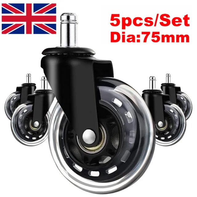 5pcs Rotatable Home Office Chair Casters Wheels 3inch 75mm Swivel Replacement.