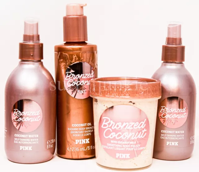 x4 Victoria's Secret PINK Bronzed Coconut Oil Body Bronzer Tanning Water Polish x4 Victoria's Secret PINK Bronzed Coconut Oil Body Bronzer Tanning Water Polish