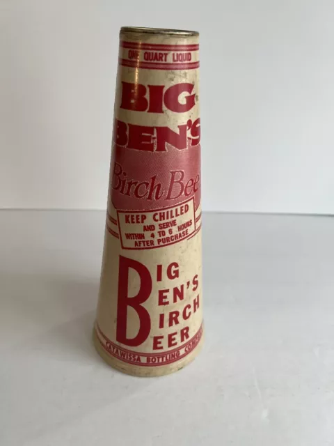 WAX CONE BIG BEN'S BIRCH BEER CARTON 1940s CATAWISSA PENNSYLVANIA KONE WITH CAP