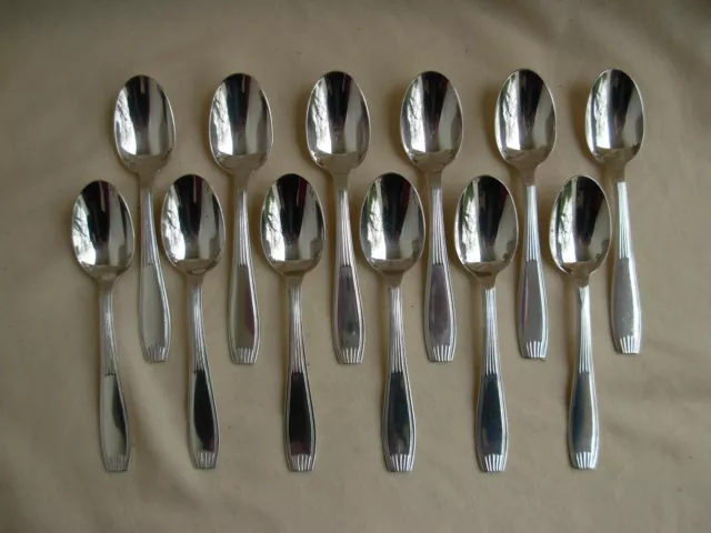 ALFENIDE,CHRISTOFLE,CIRTA,ART DECO SILVERPLATE COFFEE SPOONS ,12 PIECES,20th.