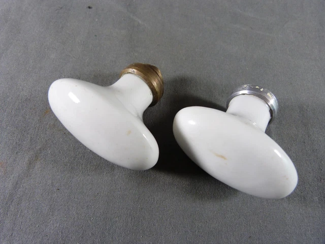 ⭐ 2 French Antique White Porcelain Oval Door Knobs Door Handles ⭐