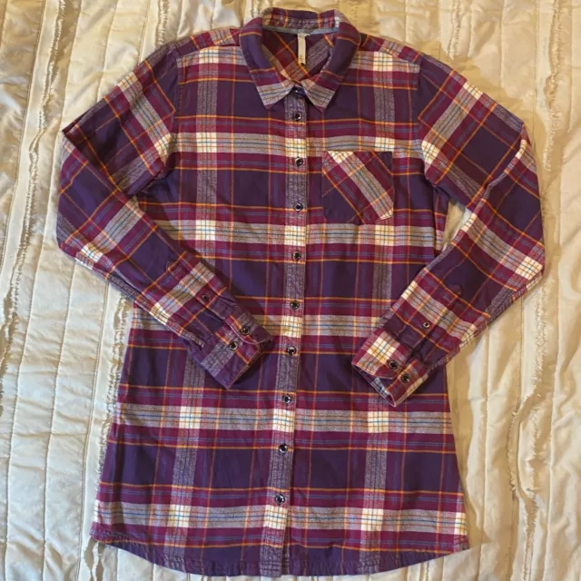Mountain Khakis Shirt Womens Small Purple Plaid Penny Flannel Button Down Tunic