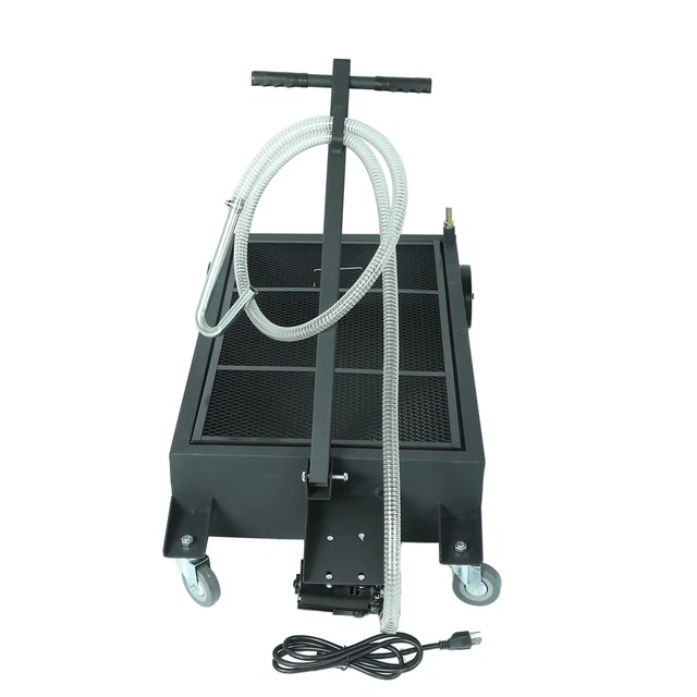 17 GALLON LOW Profile Roll Around Oil Drain Pan with 110V Electric Pump