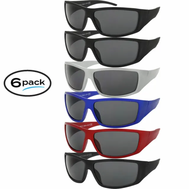 Mens Sport Sunglasses 6 or 12 PACK Bulk Eyewear Color Frame New Stock Sunglasses