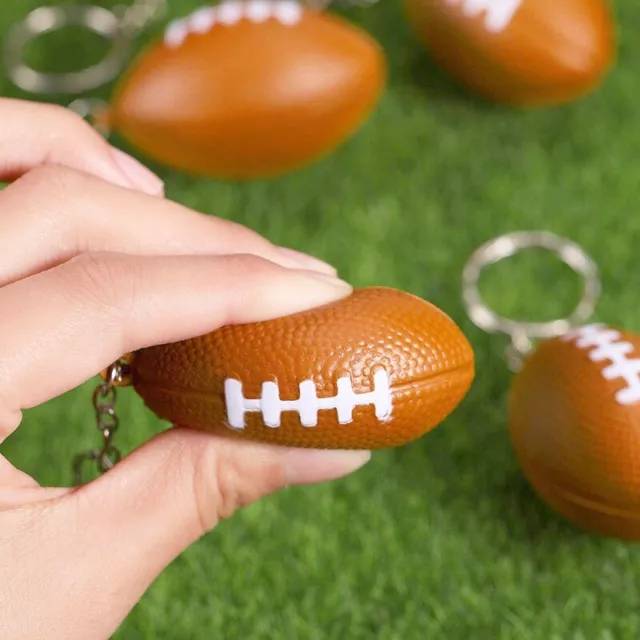 30 Pack Rugby Ball Keychains for Party Favors,Rugby Stress Ball,School Carn N1R7 2