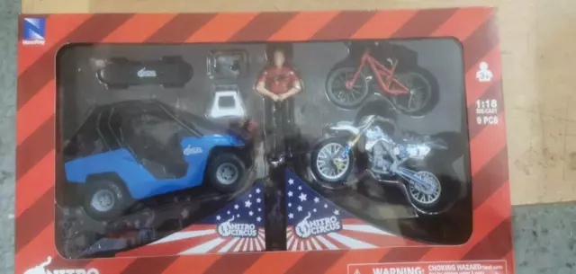 Stunt Action Nitro Circus Travis Pastrana Play Set Toy New Ray Toy 1:18 BLACK