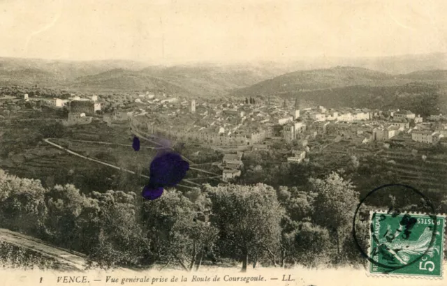 Carte VENCE Vue générale prise de la Route de Coursegoule