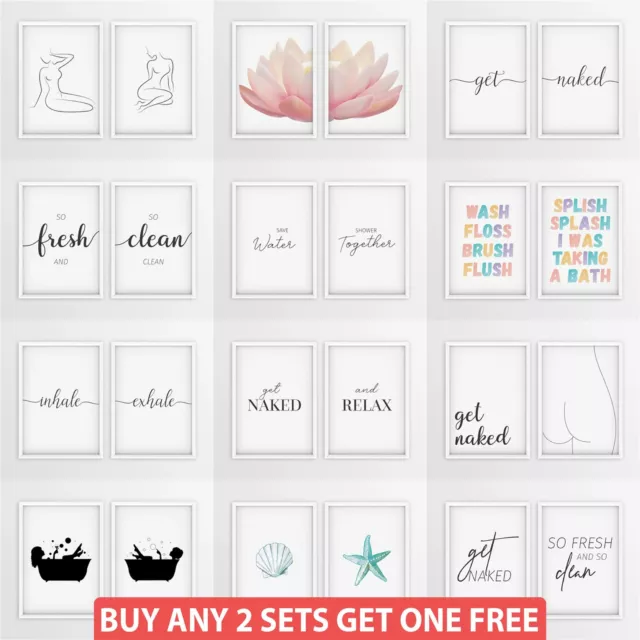 Bathroom Prints Set of 2 Funny Toilet Décor Wall Artwork Framed Bathroom Picture