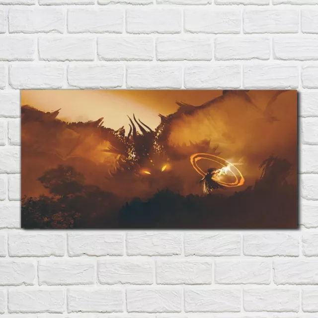 Glasbilder Wandbild Druck auf Glas 100x50 Ölgemälde Monster Fantasie Drachen