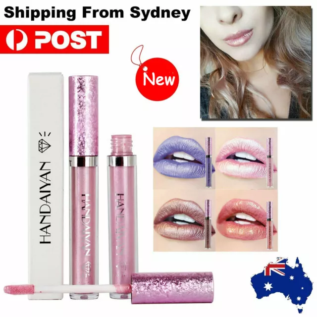 HANDAIYAN Metallic Metal Lipstick Liquid Glitter Long Lasting Lip Gloss Makeup