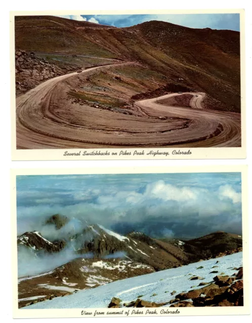 LOT OF 2 Pikes Peak Colorado switchbacks Summit cancel 1970s postcard ...