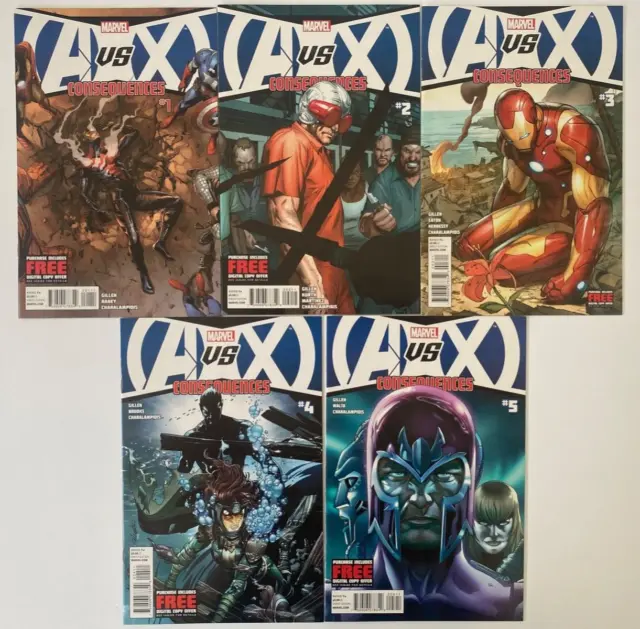 A Vs X Consequences - Avengers Vs The Xmen 1 2 3 4 5 Set - 2012 Series - Marvel