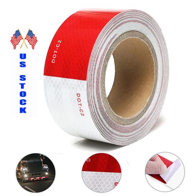 Conspicuity Tape DOT-C2 Approved Red White Warning Tape Safety Sticker -1 Roll