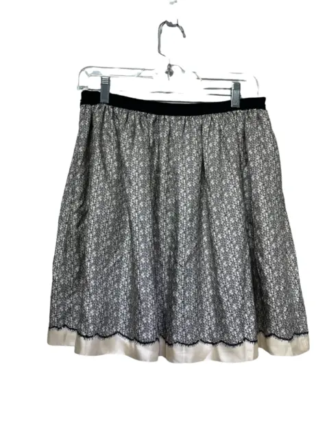 Miss Wu by Jason Wu Black Lace Print Silk Pleated Mini Skirt Size 10