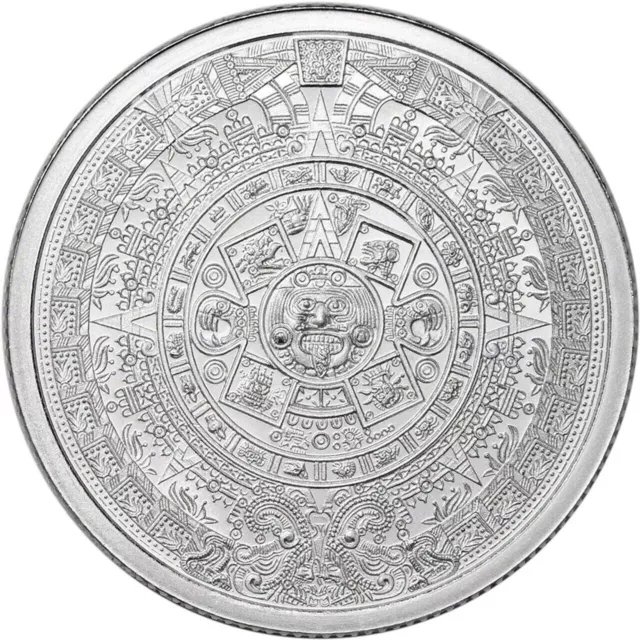 Pure Silver .999 Bullion - Mexico Aztec Calendar Mayan- 1/4 oz round coin