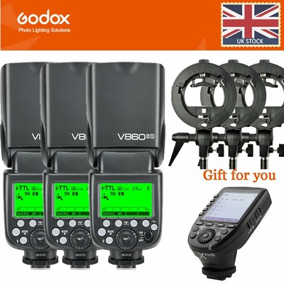3pcs GODOX V860II-S 2.4G i-TTL Flash Li-On Bowens Mount Holder X1T-S per Sony 