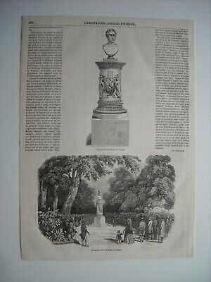 Engraving 1845. inauguration bust m. de Candolle has geneve. bust xénon pradier.