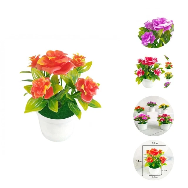 Bonsái atractivo mini paisaje atractivo rojo y amarillo y rosa y naranja y rojo rosa