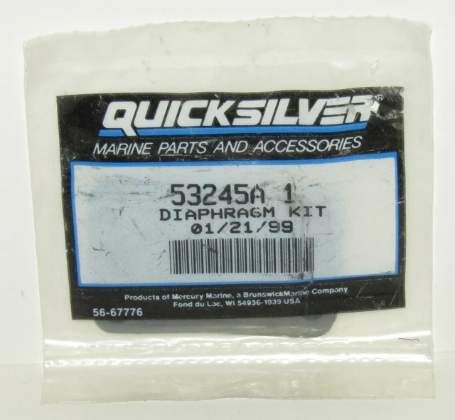 NEW QUICKSILVER MERCURY Marine Boat Diaphragm Kit Oem Part No. 53245A 1