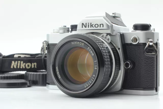 [Cerca de MINT] Nikon FM Silver + Ai 50mm f/1.4 Lens SLR Cámara de película...