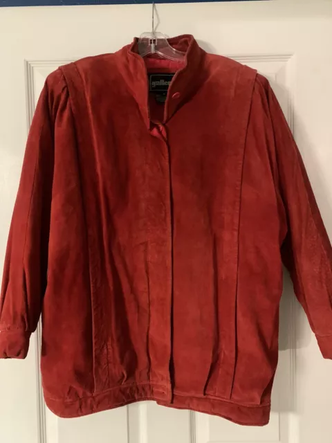 Vintage Neiman Marcus Gallery Leather Womens Coat Red Size Medium Free Shipping!