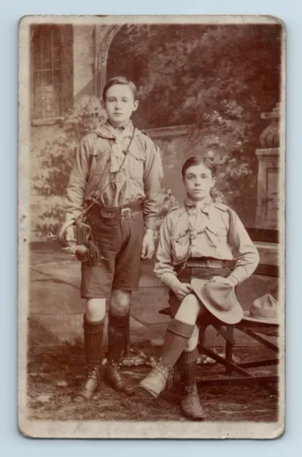 Real Photo Postcard WW1 Era Early Boy Scouts, Turnbull & Sons Belfast Photograph