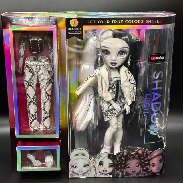 Rainbow High Shadow High Heather Grayson-Greyscale Fashion Doll - damaged box