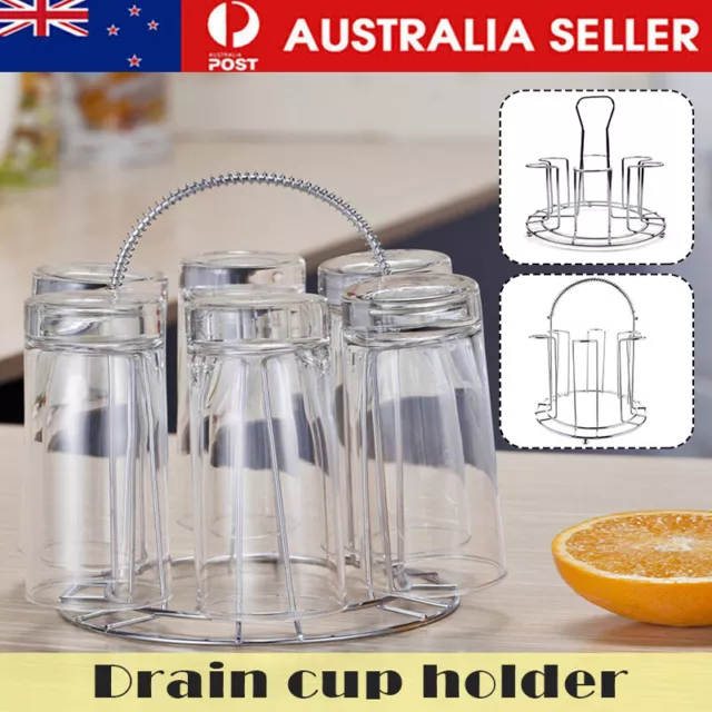 Metal Glass Cup Rack Water Mug Draining Stand Drainer Cup Holder Drying Organize