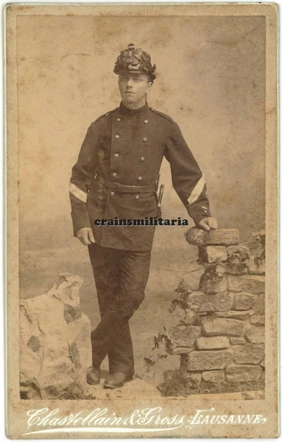 Orig. Foto CDV Portrait Soldat in LAUSANNE Schweiz Suisse 1900