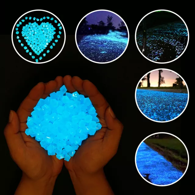 1200PCS Blue Glow luminous Pebble Stone in the Dark Fish Tank Garden Aquarium☠