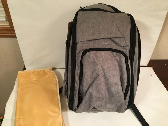 Mancro Grey Diaper Backpack, New Bag W Insert
