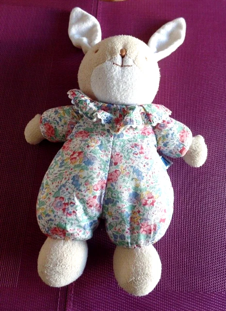 S21 / doudou peluche lapin en éponge tissu fleuri TROUSSELIER