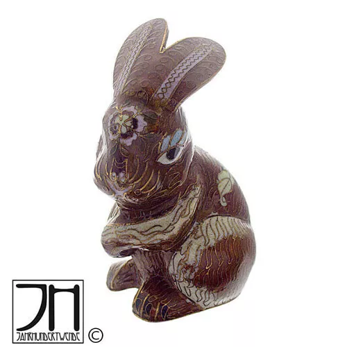 Cloisonné Emaille Hase Figur China emailliert enamel bunny rabbit