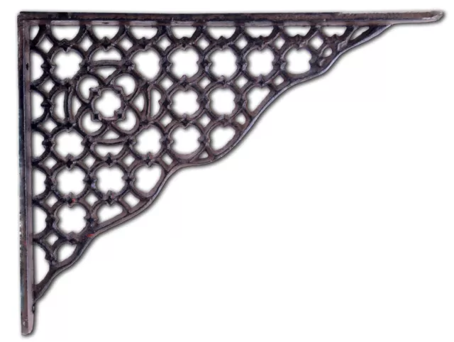 Ornate Lattice Shelf Bracket Brown Cast Iron Decorative Brace 10" DIY Corbel