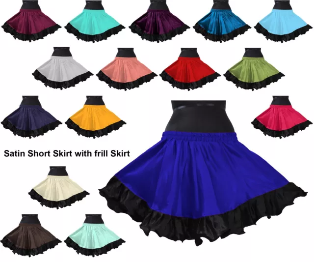 Satin Women Wear Girl's Sexy Short Skirt Belly Dance High Waist Skater Skirt S41