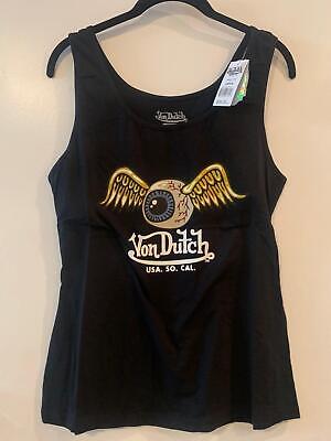 Von Dutch Eye Wings Crop Women's T-Shirt Tank Top Black Large