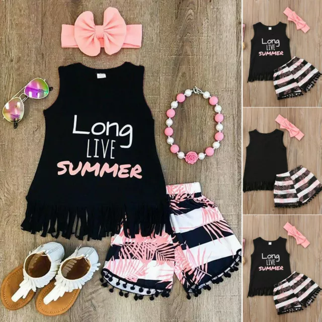 Summer Baby Kids Girls Toddler Tank Top Vest+Short Pants Outfits Clothes Set