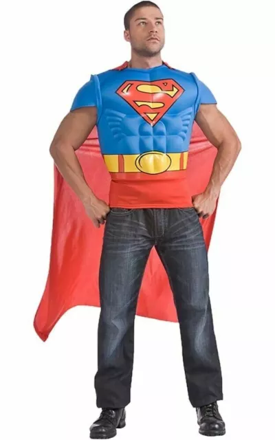 LICENZA SUPERMAN MUSCLE Camicia Adulto Uomo Fantasia Costume Halloween EUR  41,52 - PicClick IT