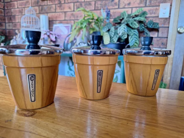 Vintage Retro WARATAH DE LUXE  Woodgrain Spice Canister Set 5 3