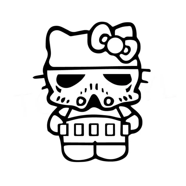 5" HELLO KITTY STORMTROOPER Vinyl Decal Sticker Car Window Laptop Star Wars Yoda