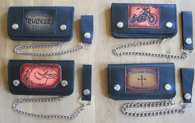 Biker Portemonnaie  Leder Geldbörse mit Kette 4 verschiedene Motive
