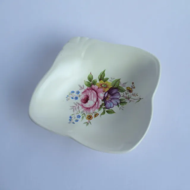 Retro Vintage Axe Vale Pottery Devon England Trinket Dish (Soap Oddment Floral)