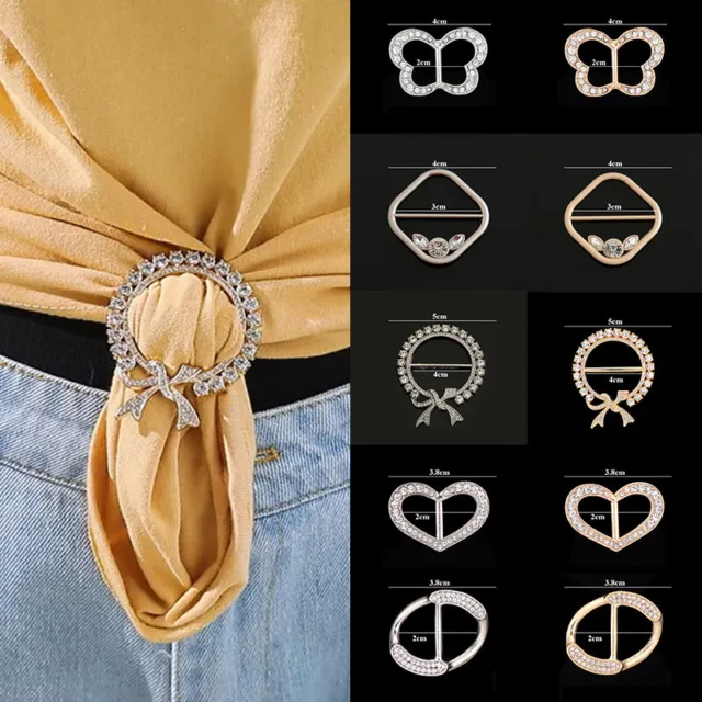 Multifunctional Scarf Buckle Ring Alloy Crystal Women High-grade Cross  Hollow Scarves Buckle Fashion Scarf Ring Holder Gold 1PC 