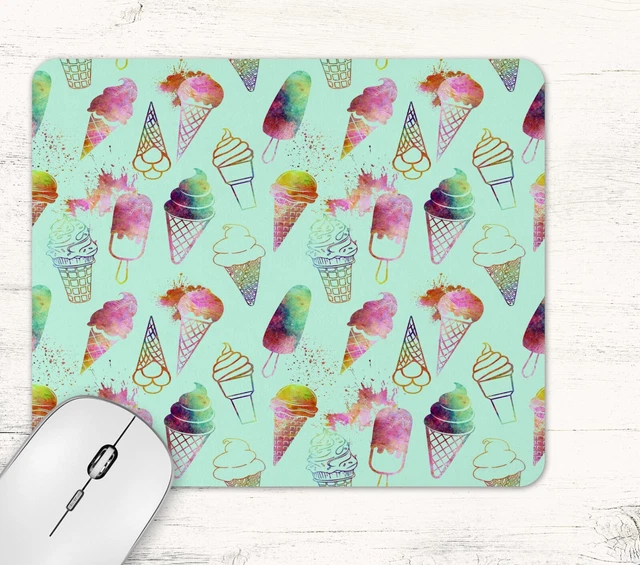Pale Green Ice Cream All Over Print Mouse Pad Mat Neoprene Rectangle